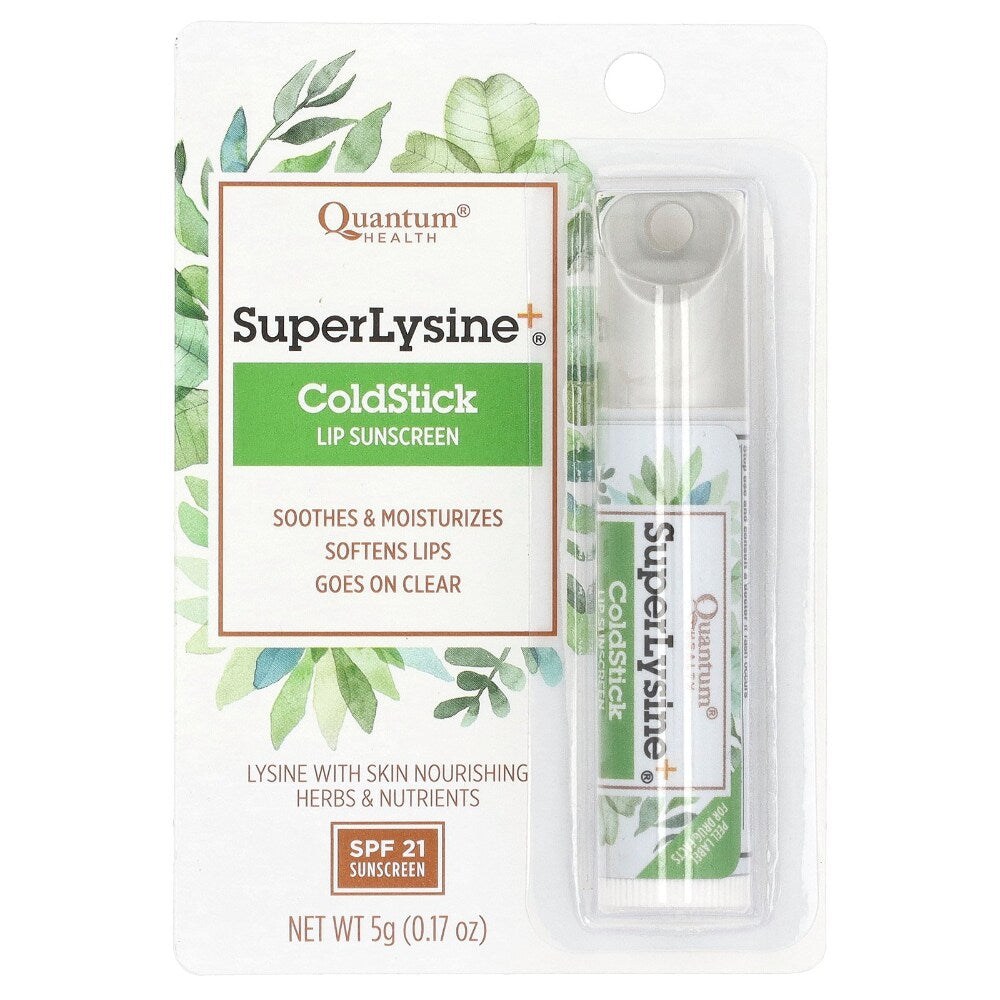 Quantum Health SuperLysine+ Lip Sunscreen SPF 21 Coldstick - back of package