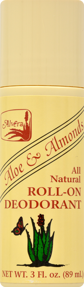 Alvera All Natural Roll-On Deodorant, Aloe & Almonds