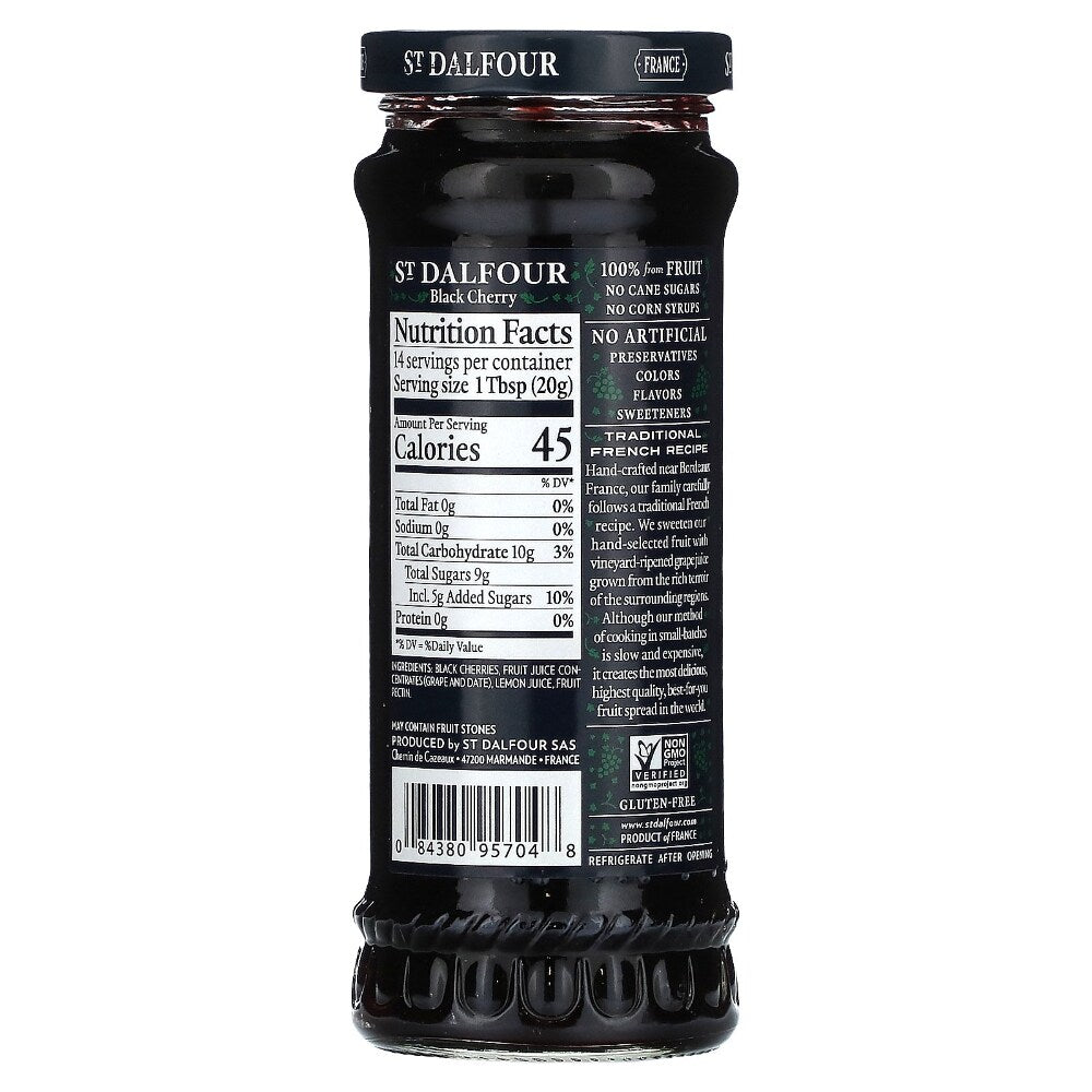 St. Dalfour Conserve Black Cherry 100% Fruit - back of package