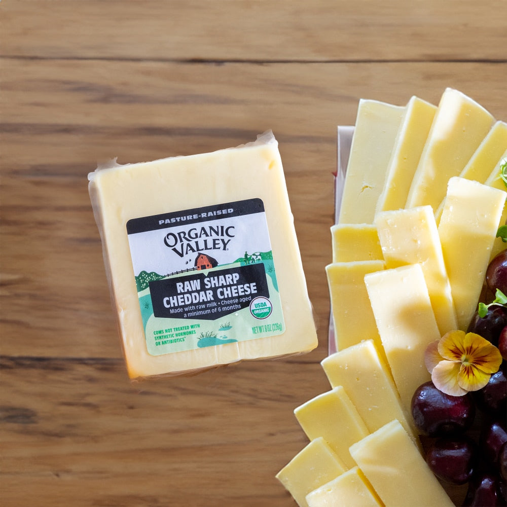 Organic Valley Raw Sharp Cheddar Cheese - back of package
