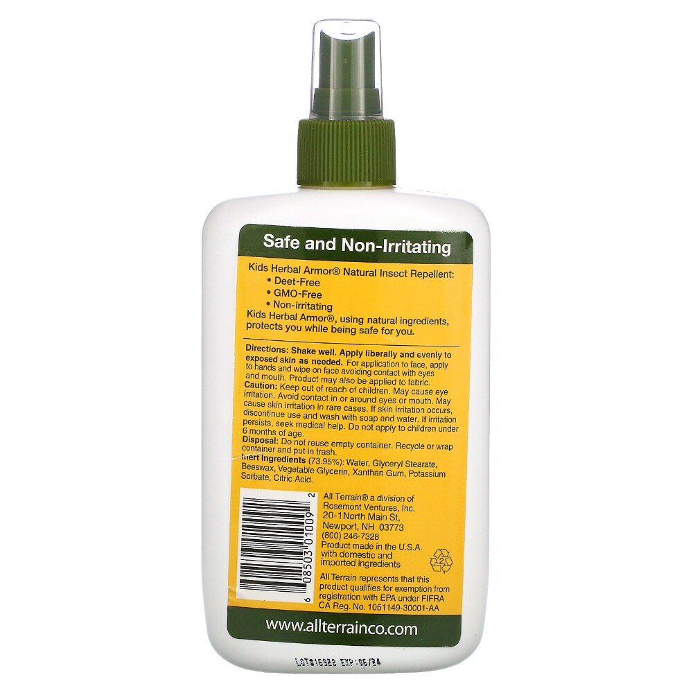 All Terrain Kids Herbal Armor Insect Repellent - back of package