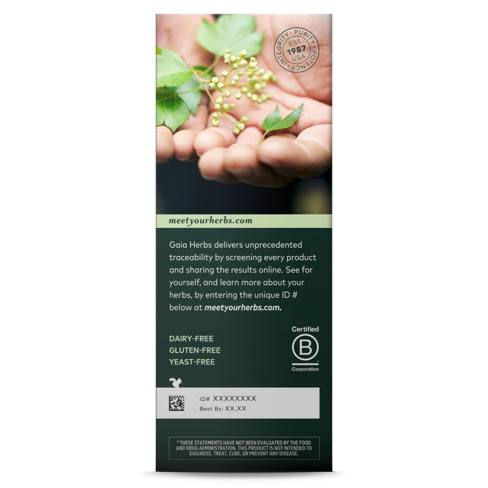 Gaia Herbs Plant Force Liquid Iron - back of package