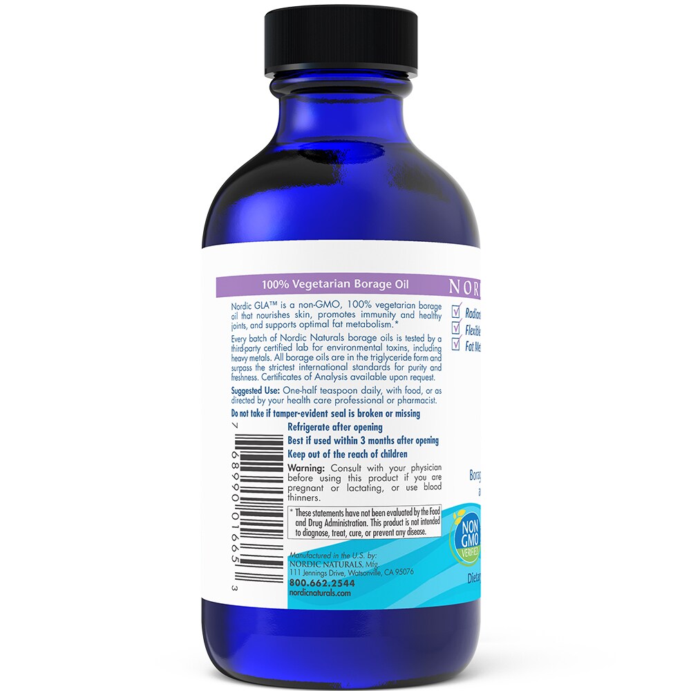 Nordic Naturals Nordic Beauty Borage Oil - back of package