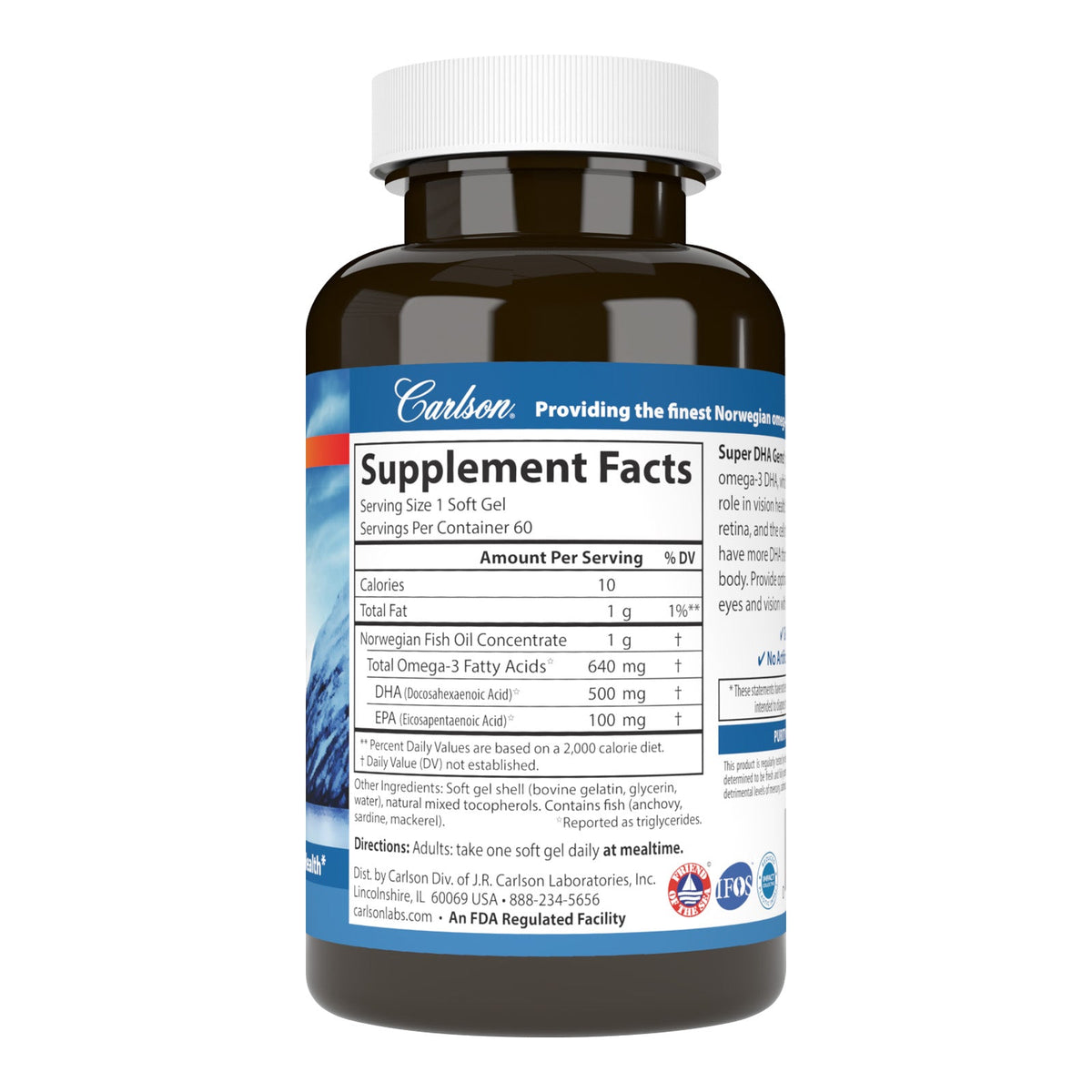 Supplement Facts for Carlson Labs Super DHA Gems