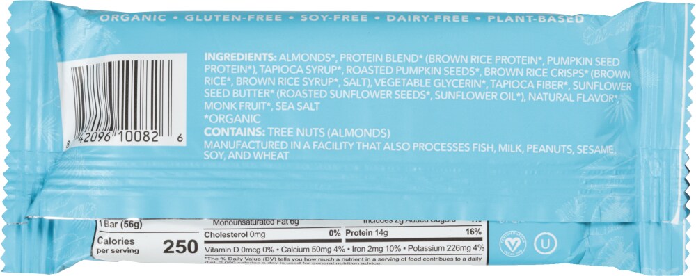 Aloha Vanilla Almond Crunch Protein Bar - back of package