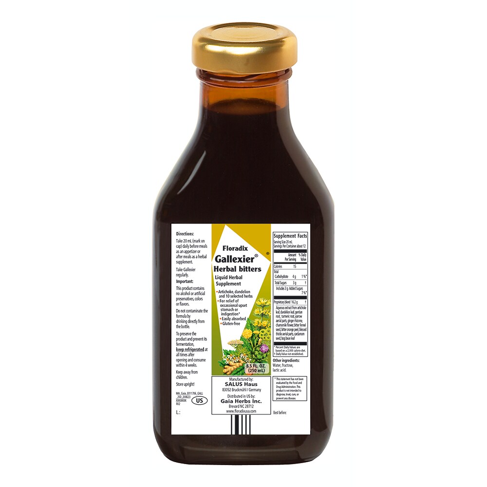 Flora Gallexier Herbal Bitters Liquid - back of package