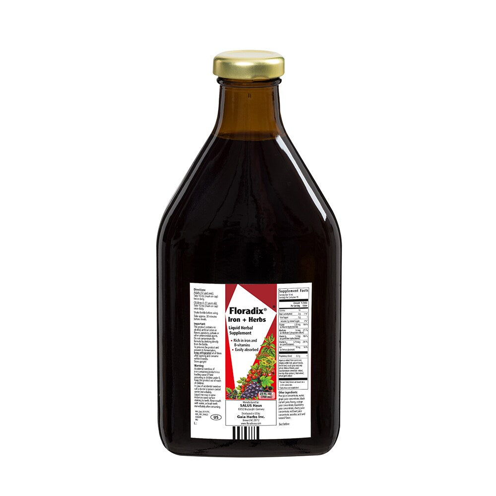 Salus Floradix Iron + Herbs Liquid - 23 fl oz - back of package