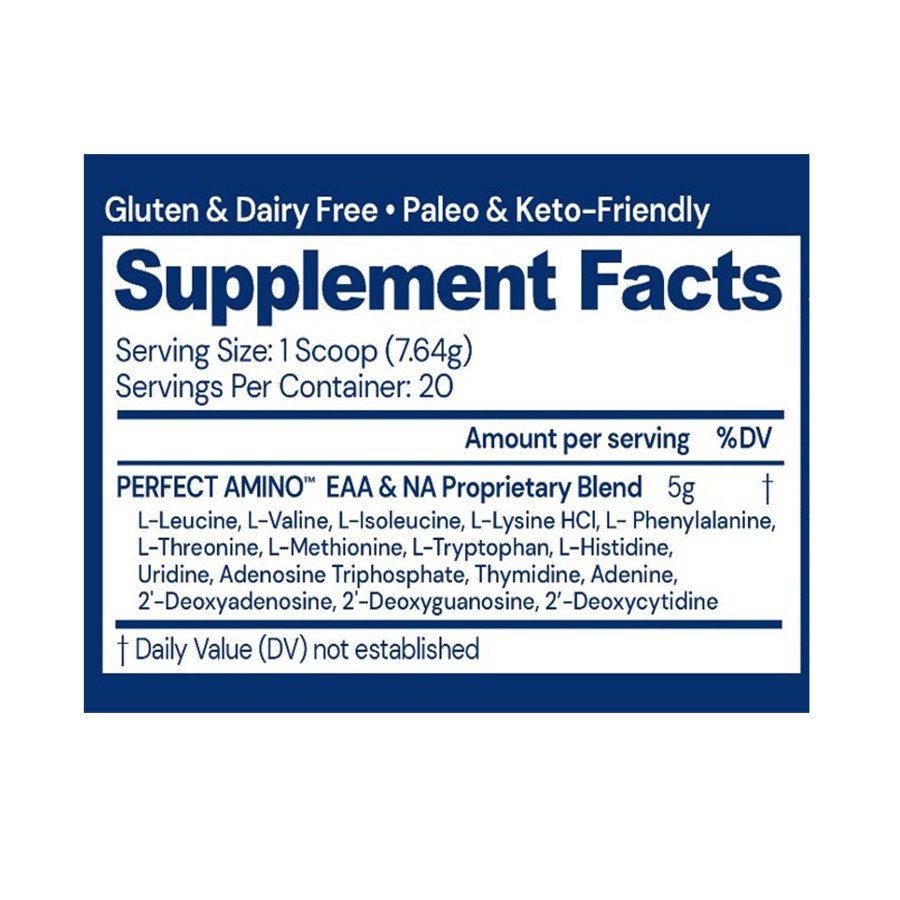 Supplement Facts for BodyHealth Perfect Amino Powder, Lemon Lime