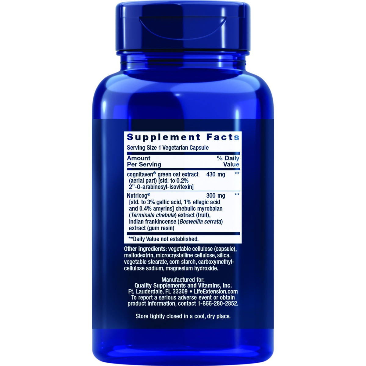 Supplement Facts for Life Extension Ultra Memory & Recall