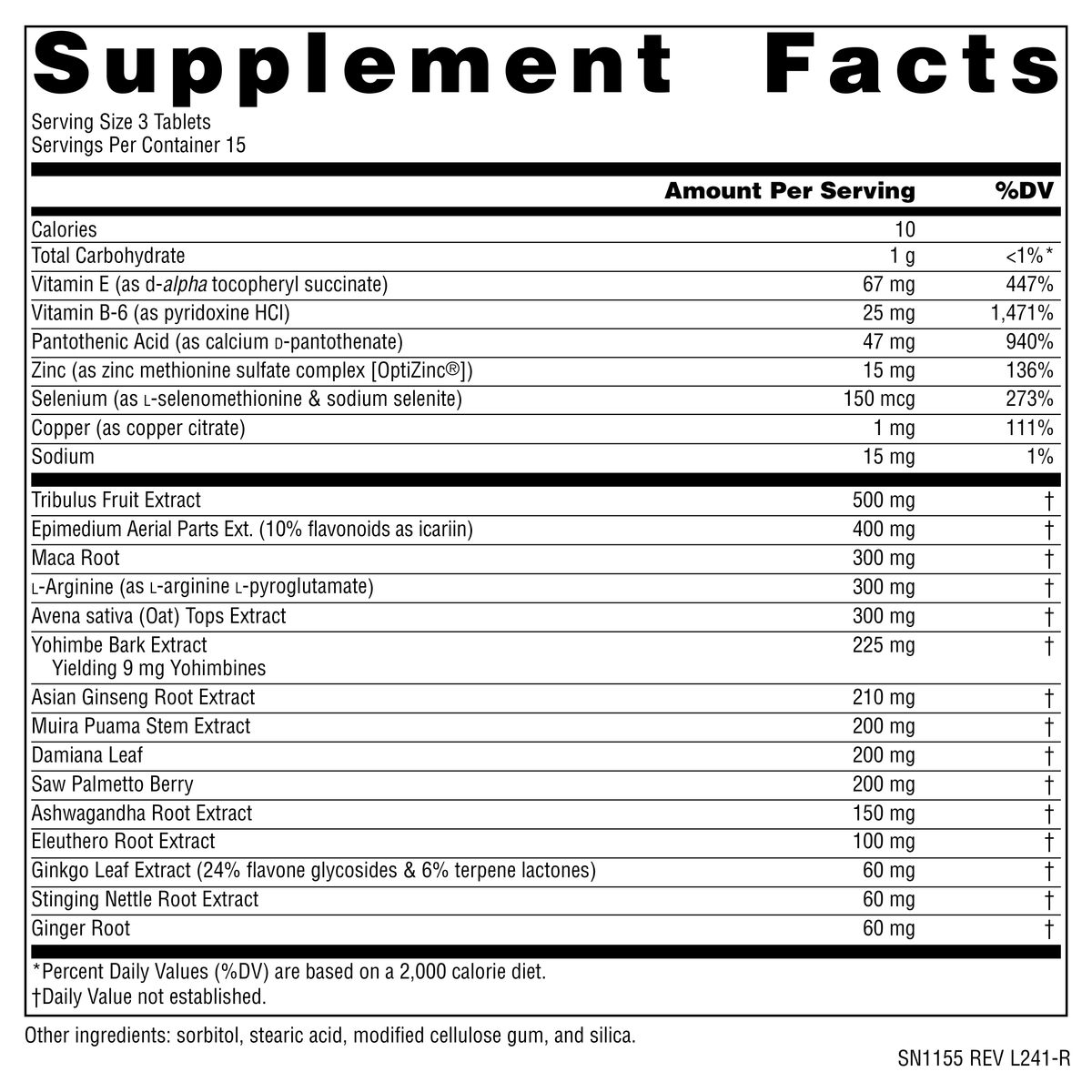 Supplement Facts for Source Naturals Male Response
