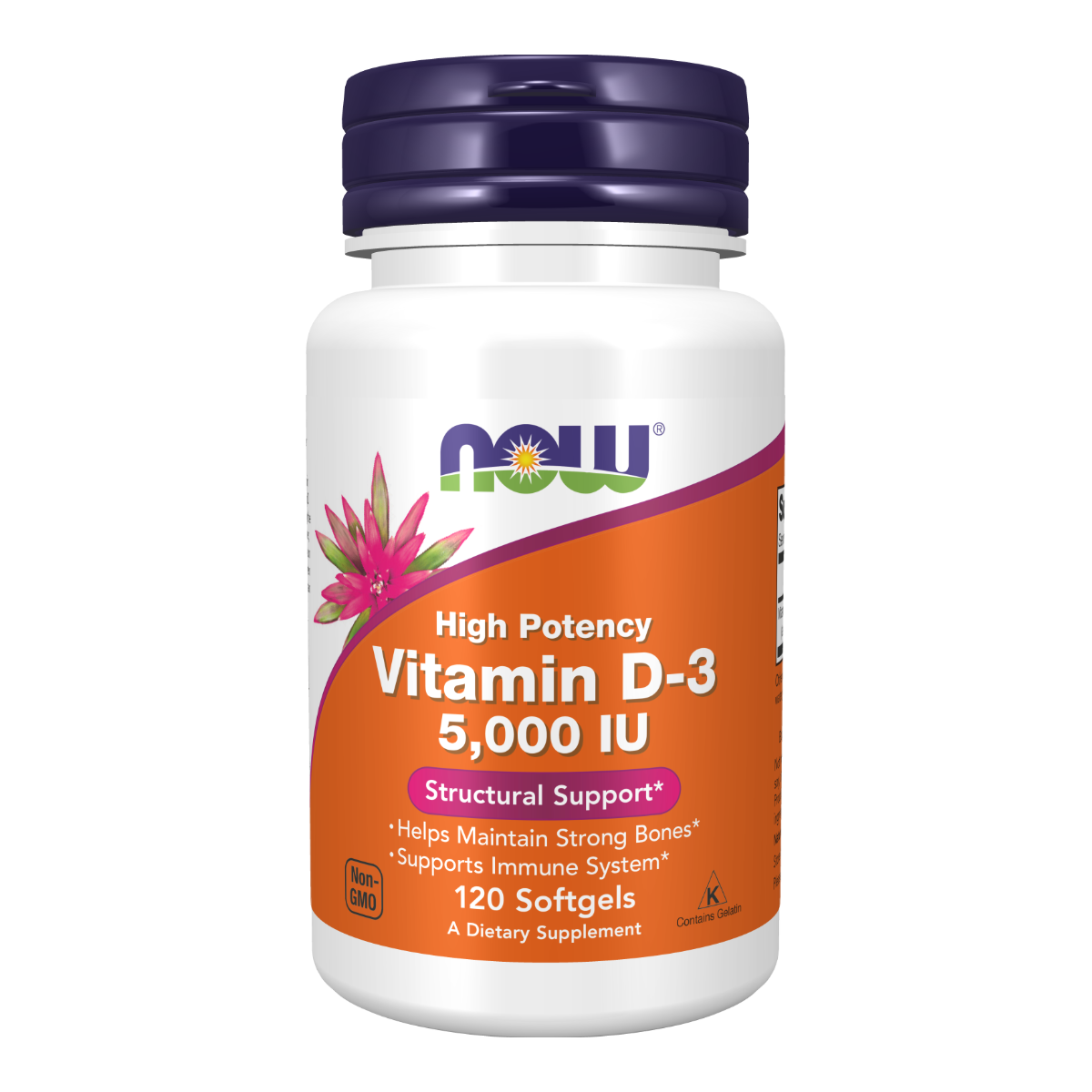 NOW Foods Vitamin D3 5000IU - 120 Softgel Capsules