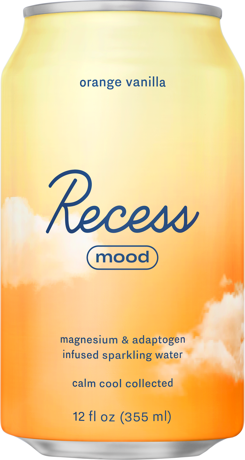 Recess Mood Sparkling Water, Orange Vanilla 4 x 12 fl oz