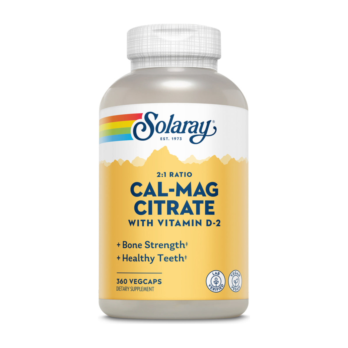 Solaray Cal-Mag Citrate w/D-2, 2:1 Ratio - 360 Capsules