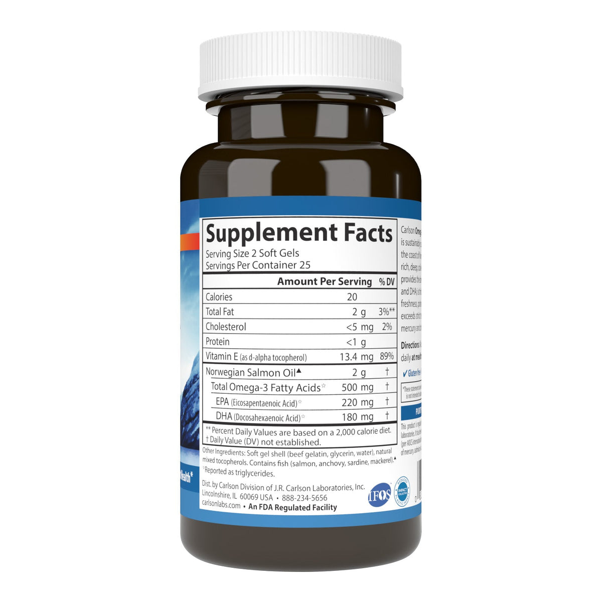 Supplement Facts for Carlson Labs Salmon Oil
