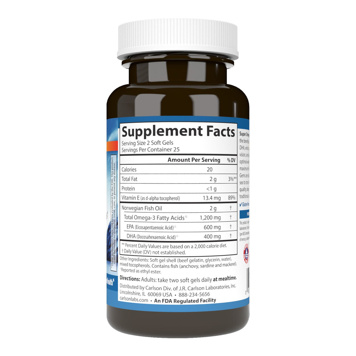 Supplement Facts for Carlson Labs Super Omega-3 Gems