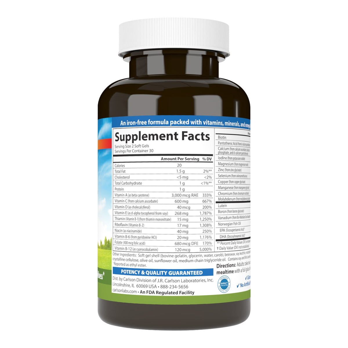 Supplement Facts for Carlson Labs Super 2 Daily