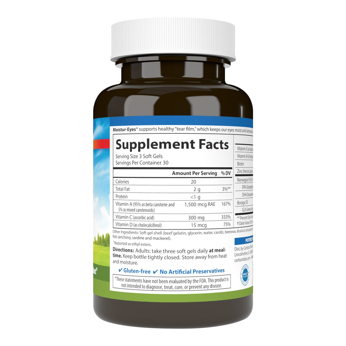 Supplement Facts for Carlson Labs Moistur-Eyes