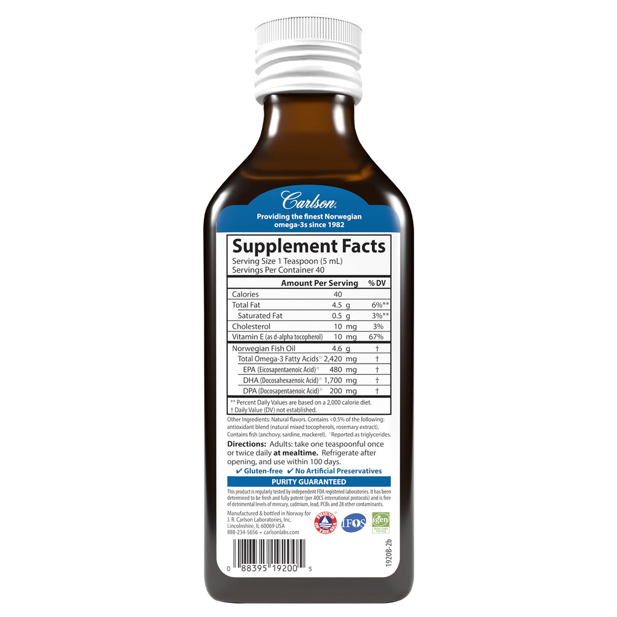 Supplement Facts for Carlson Labs Super DPA