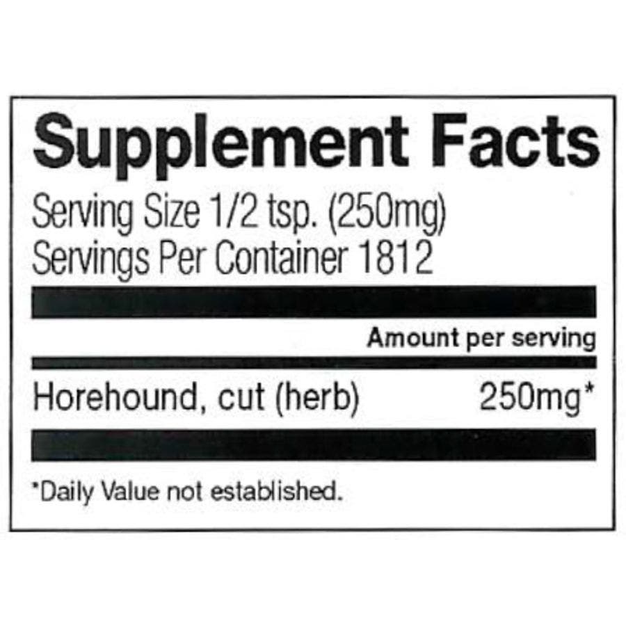 Nutrition Facts for Frontier Co-op Horehound Herb, Cut & Sifted