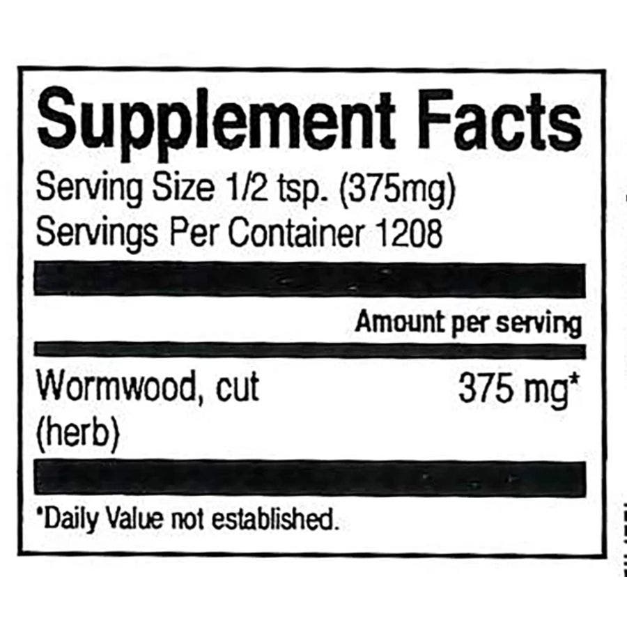 Nutrition Facts for Frontier Co-op Wormwood Herb, Cut & Sifted