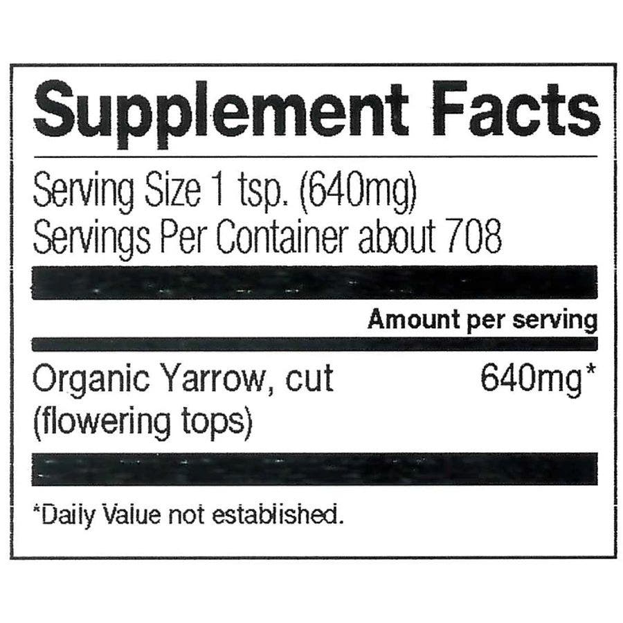 Nutrition Facts for Frontier Co-op Yarrow Flowering Tops, Cut & Sifted, Organic