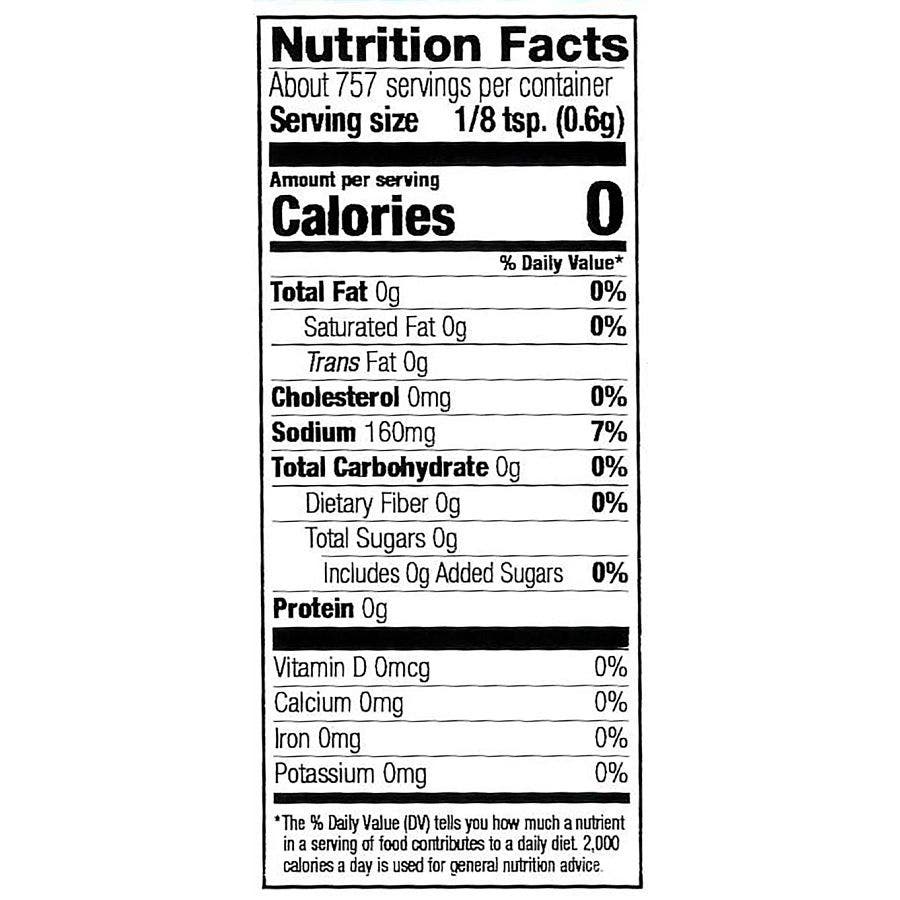Nutrition Facts for Frontier Co-op Baking Soda