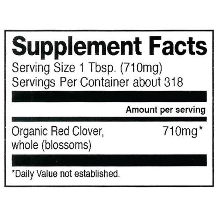 Supplement Facts for Frontier Co-op Red Clover Blossoms, Whole, Organic