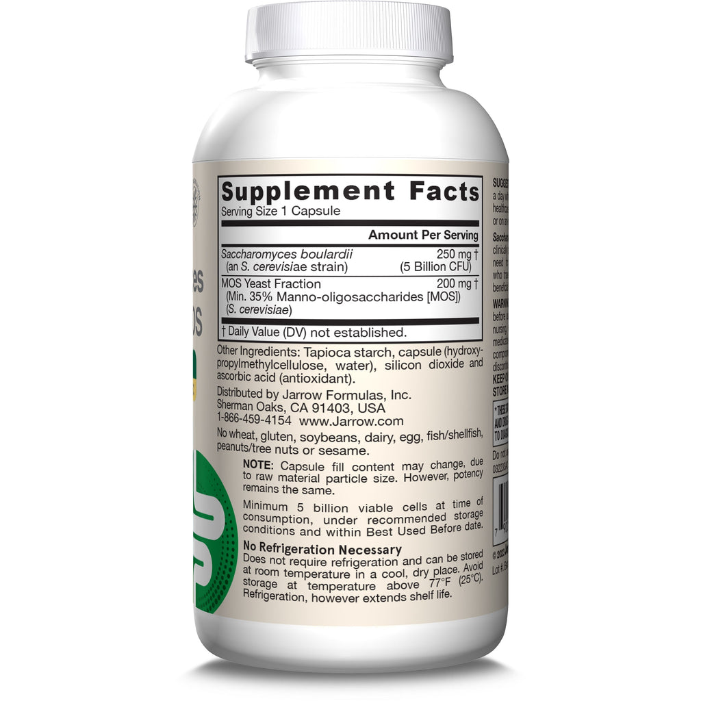 Supplement Facts for Jarrow Formulas Saccharomyces Boulardii + MOS