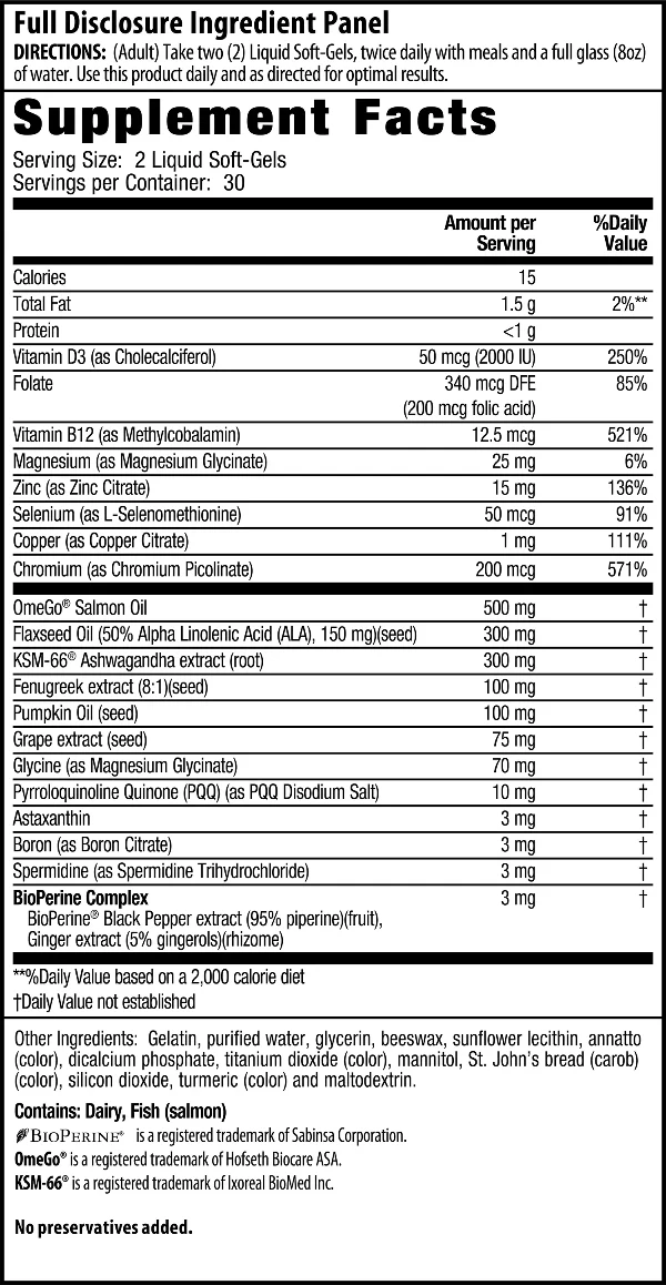 Supplement Facts for Irwin Naturals Vitality & Recovery Testosterone UP for Men 60+