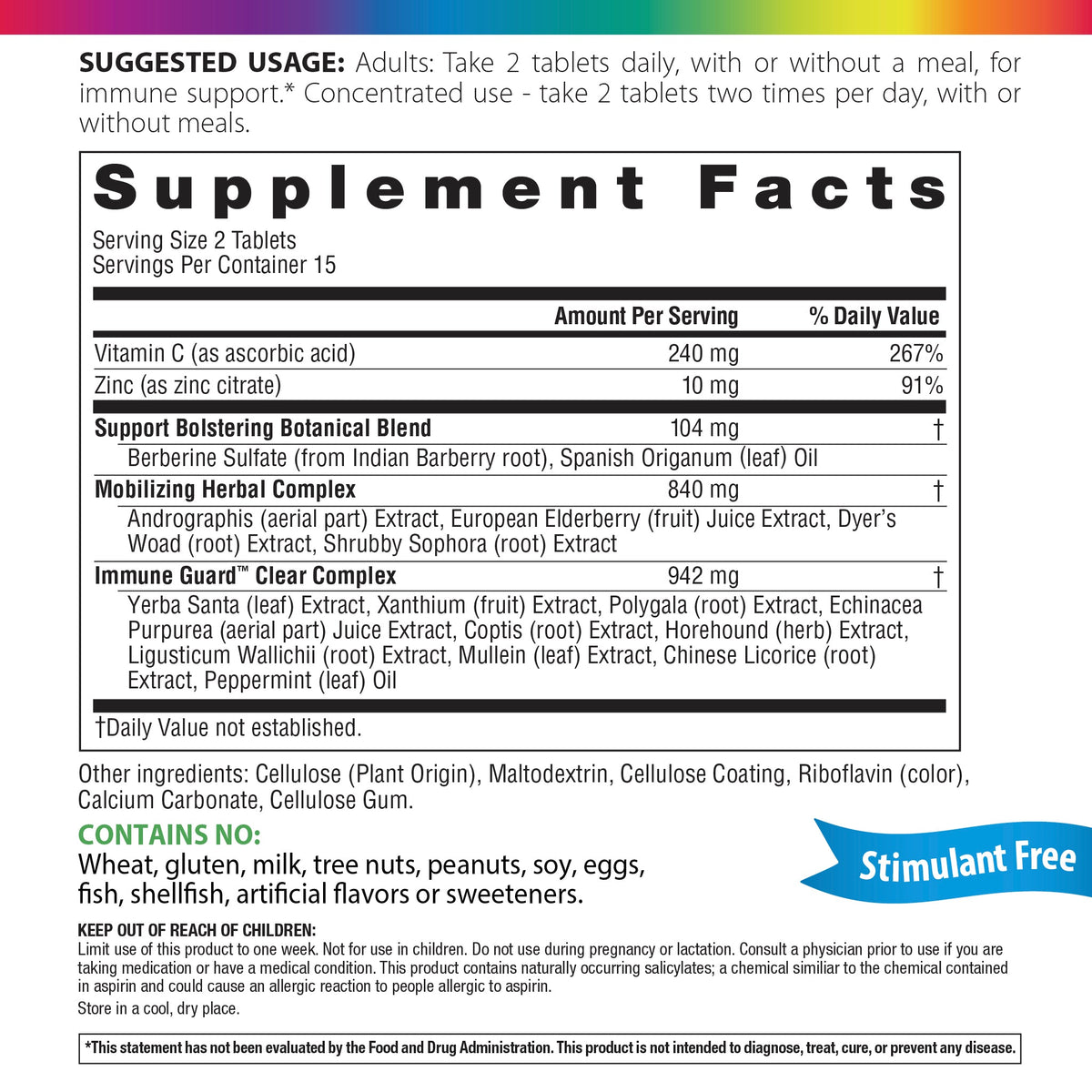 Supplement Facts for Rainbow Light Counter Attack