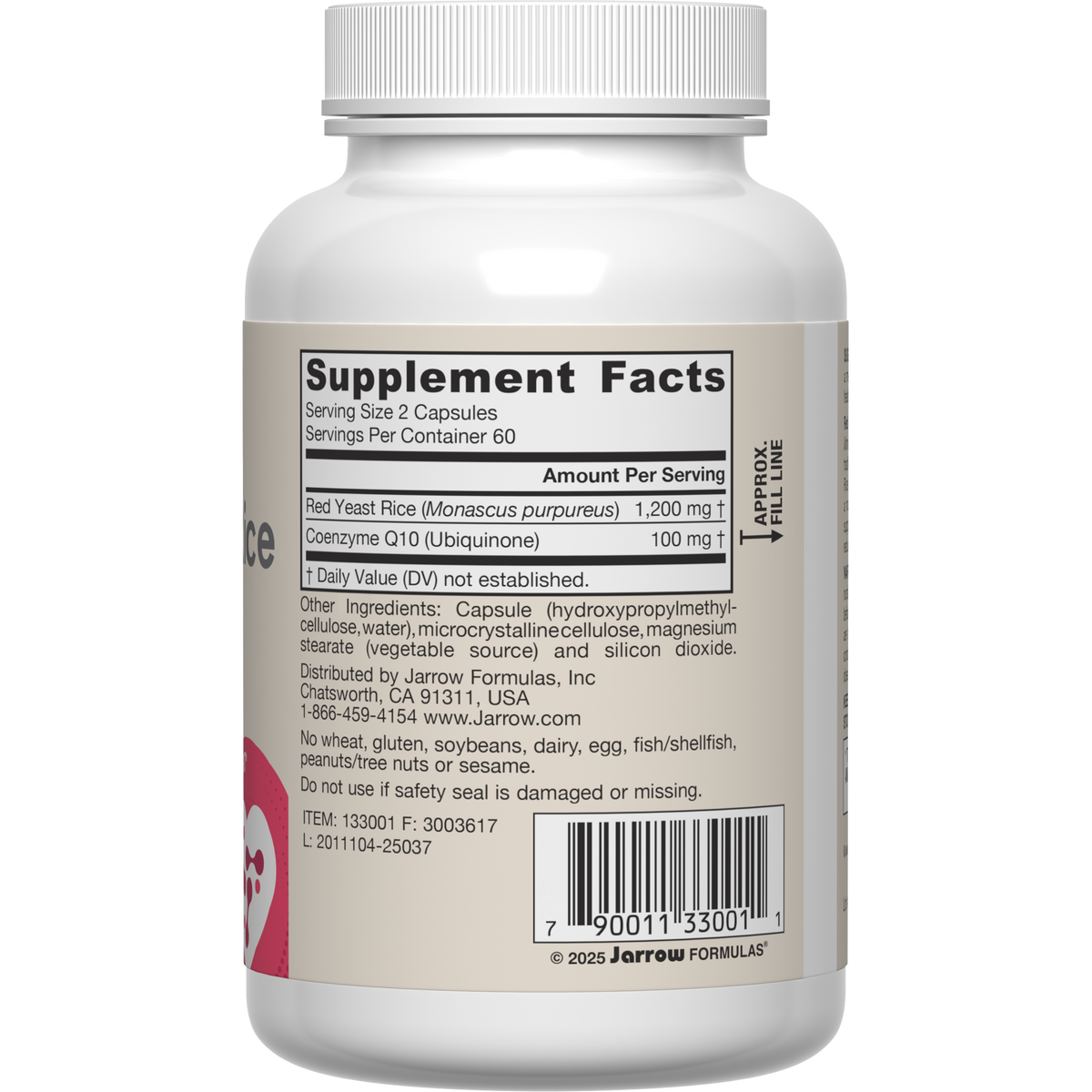 Supplement Facts for Jarrow Formulas Red Yeast Rice