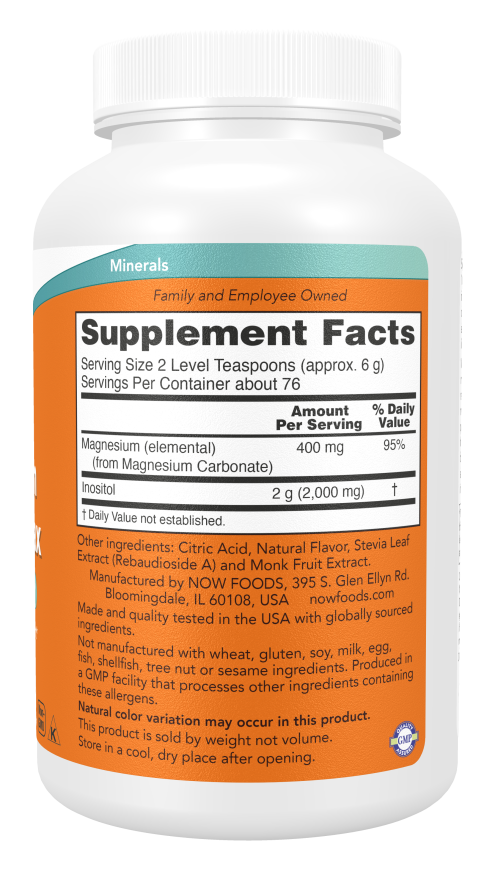 Supplement Facts for NOW Foods Magnesium Inositol Relax Powder - Lemonade