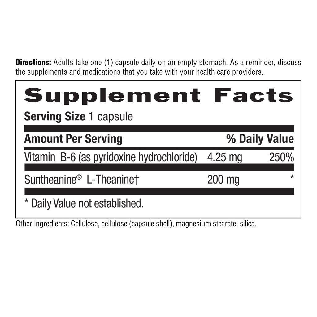 Supplement Facts for Country Life Suntheanine L-Theanine 200 mg