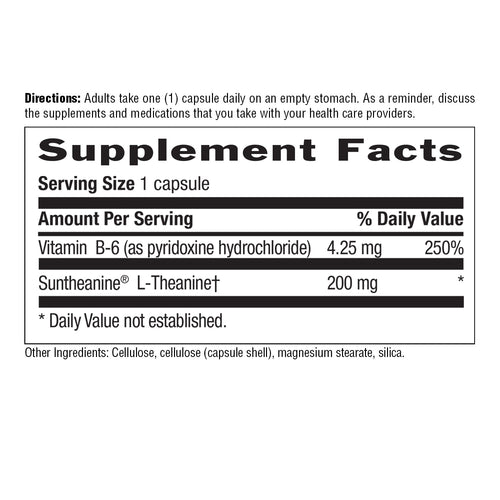 Supplement Facts for Country Life Suntheanine L-Theanine 200 mg