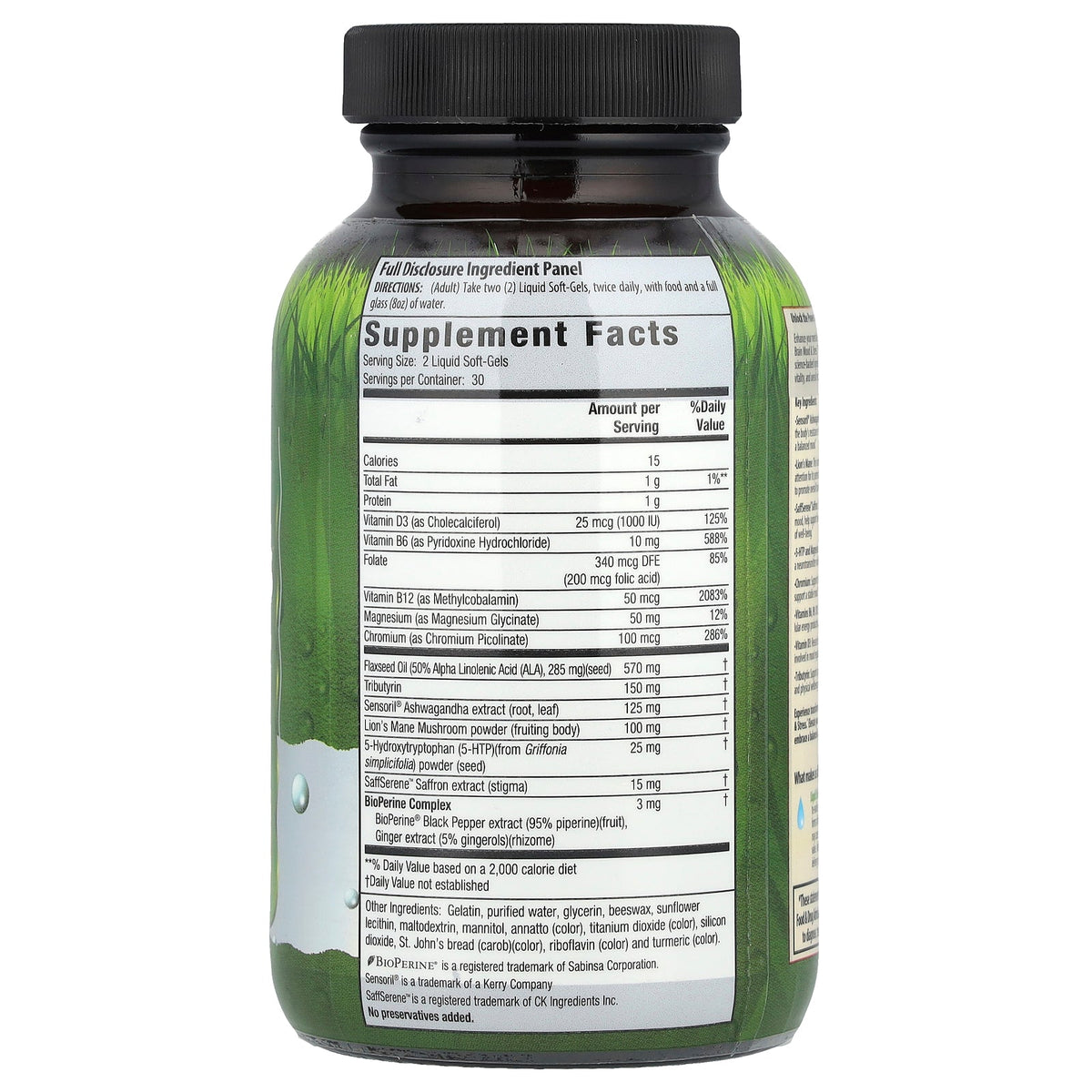 Supplement Facts for Irwin Naturals Ashwagandha Healthy Brain Mood & Stress