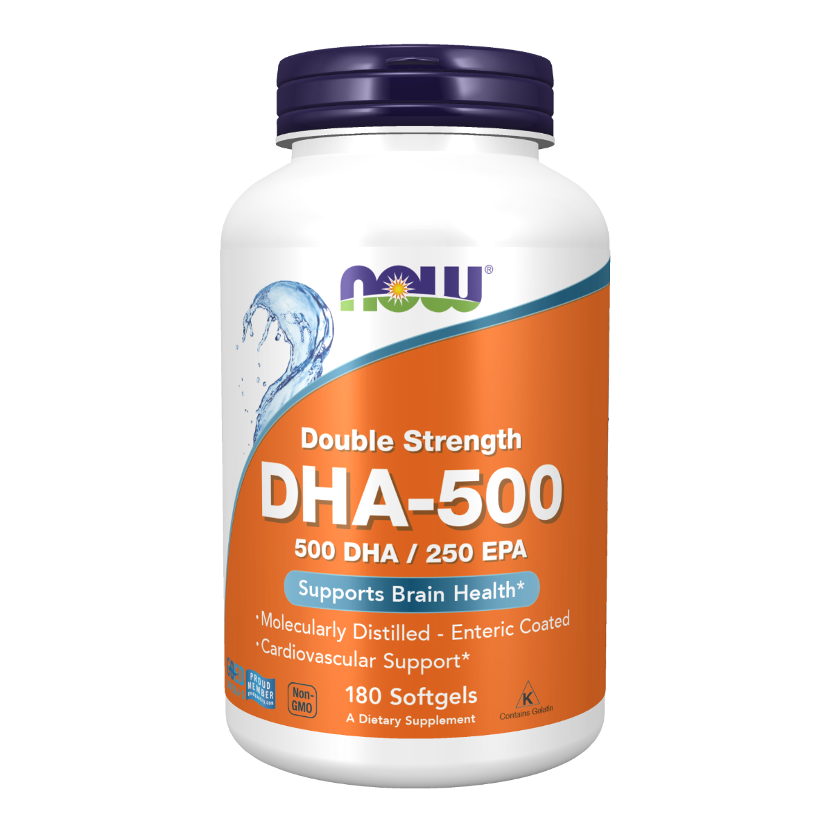 NOW Foods Dha- 500mg - 180 Softgels