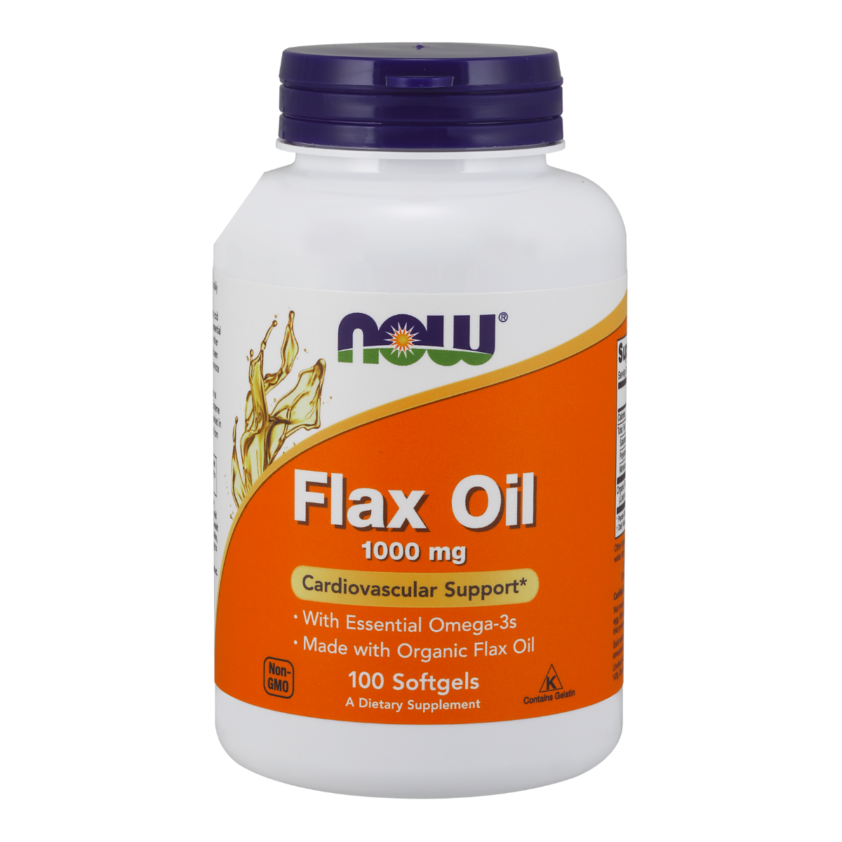 NOW Foods Flax Oil Organic 1000mg - 100 Softgels