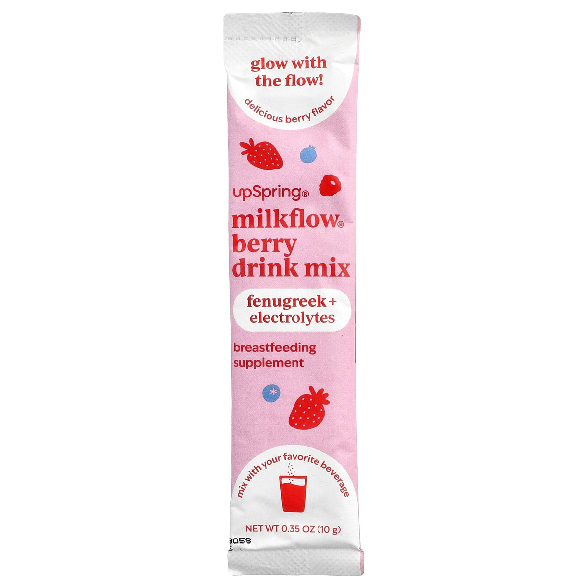 UpSpring Milkflow + Electrolytes Drink Mix, Berry single-serve packet