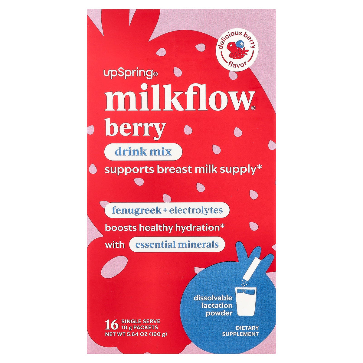 UpSpring Milkflow + Electrolytes Drink Mix, Berry