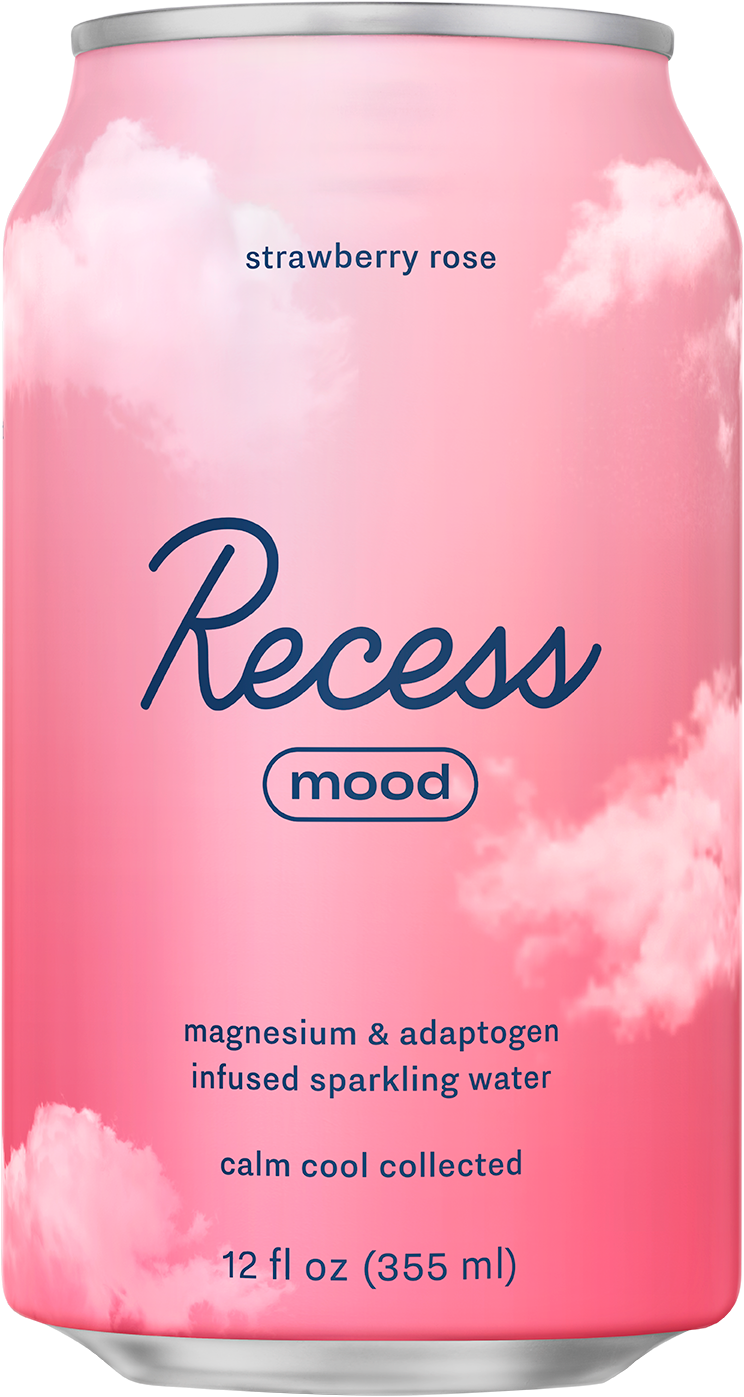 Recess Mood Sparkling Water, Strawberry Rose 4 x 12 fl oz
