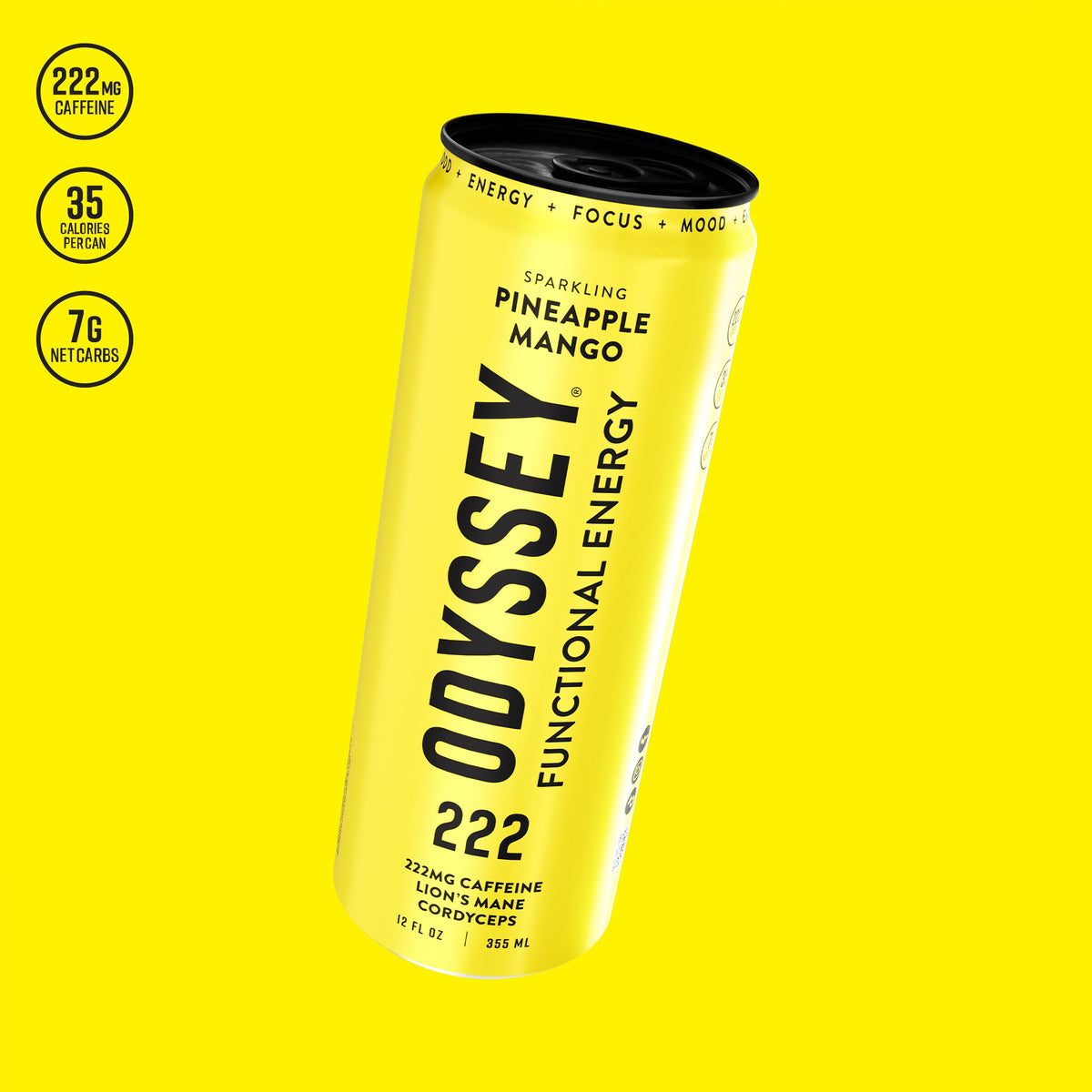 Odyssey Elixir Pineapple Mango 222 Sparkling Energy Drink 12 fl oz