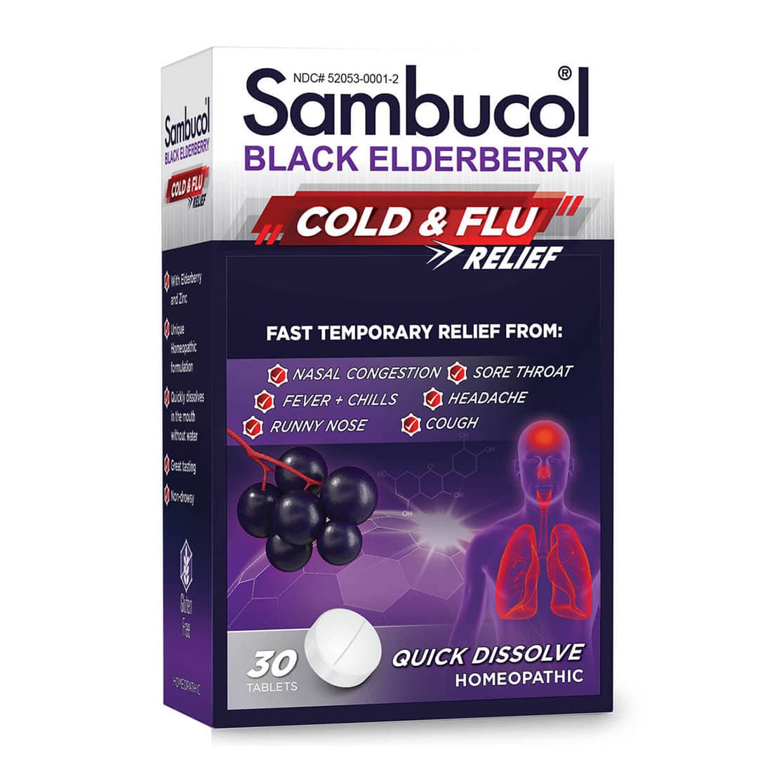 PharmaCare US Black Elderberry Homeopathic Cold & Flu Relief Tablets