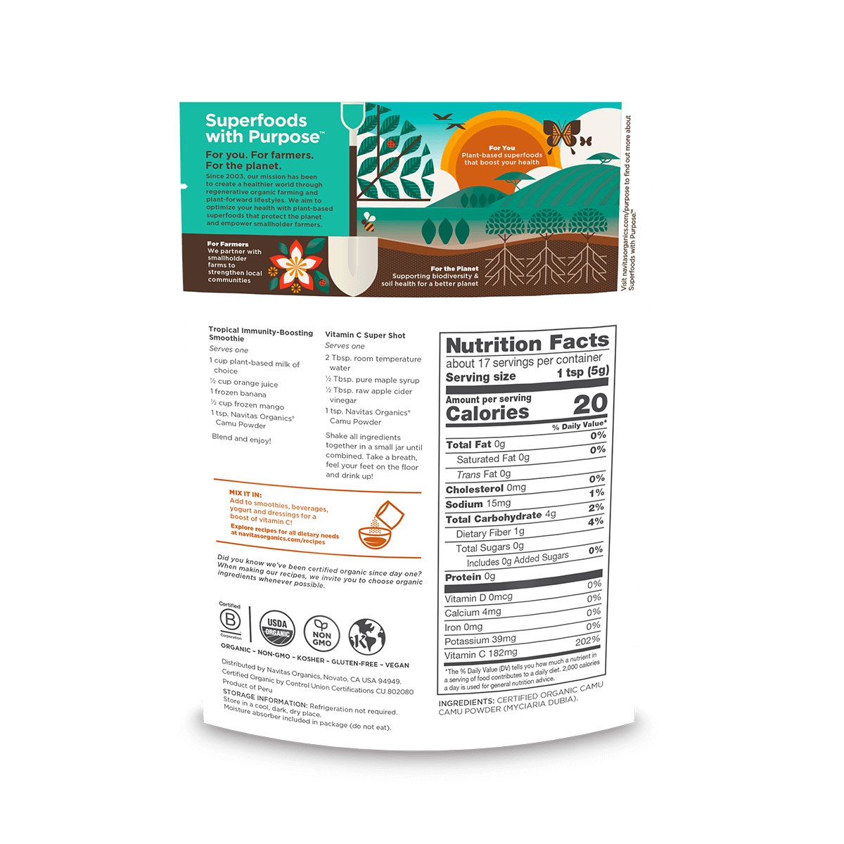 Navitas Organics Organic Camu Powder - Supplement/Nutrition Facts