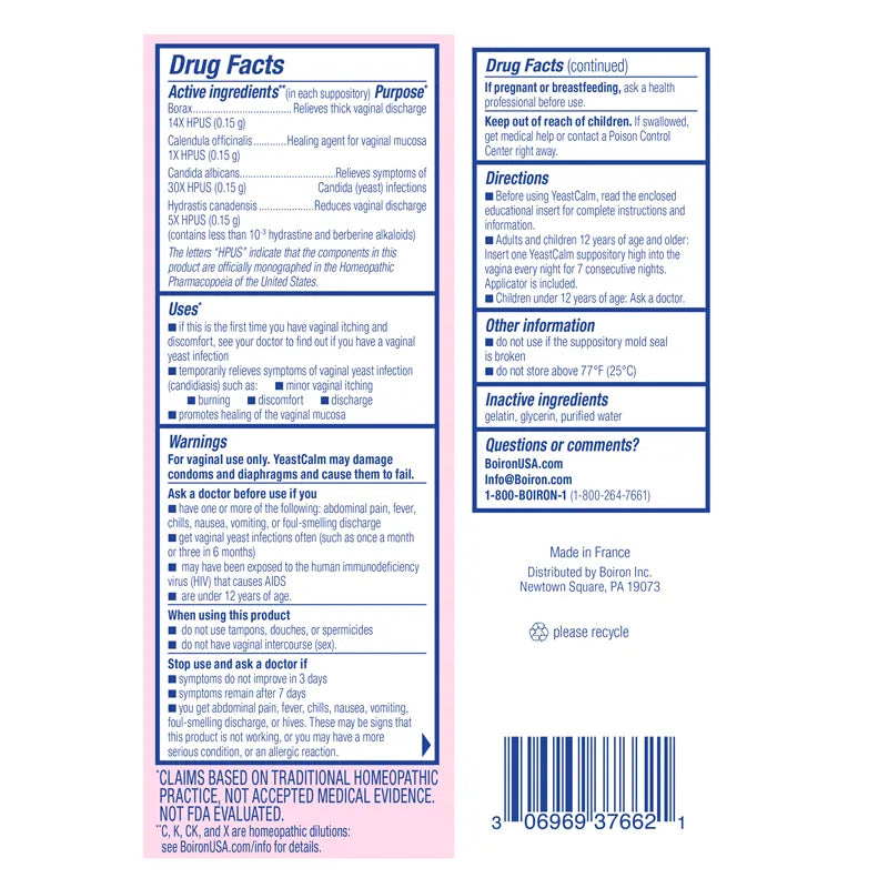 Boiron YeastCalm Suppositories