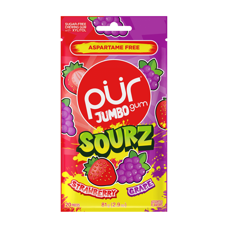PUR SOURZ Strawberry & Grape Gum 2.9 oz / 20 pieces