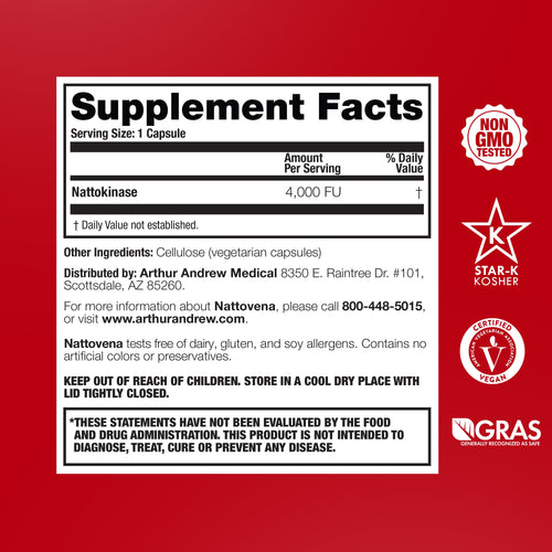 Nattovena Pure Nattokinase, 4,000 FU – label panel