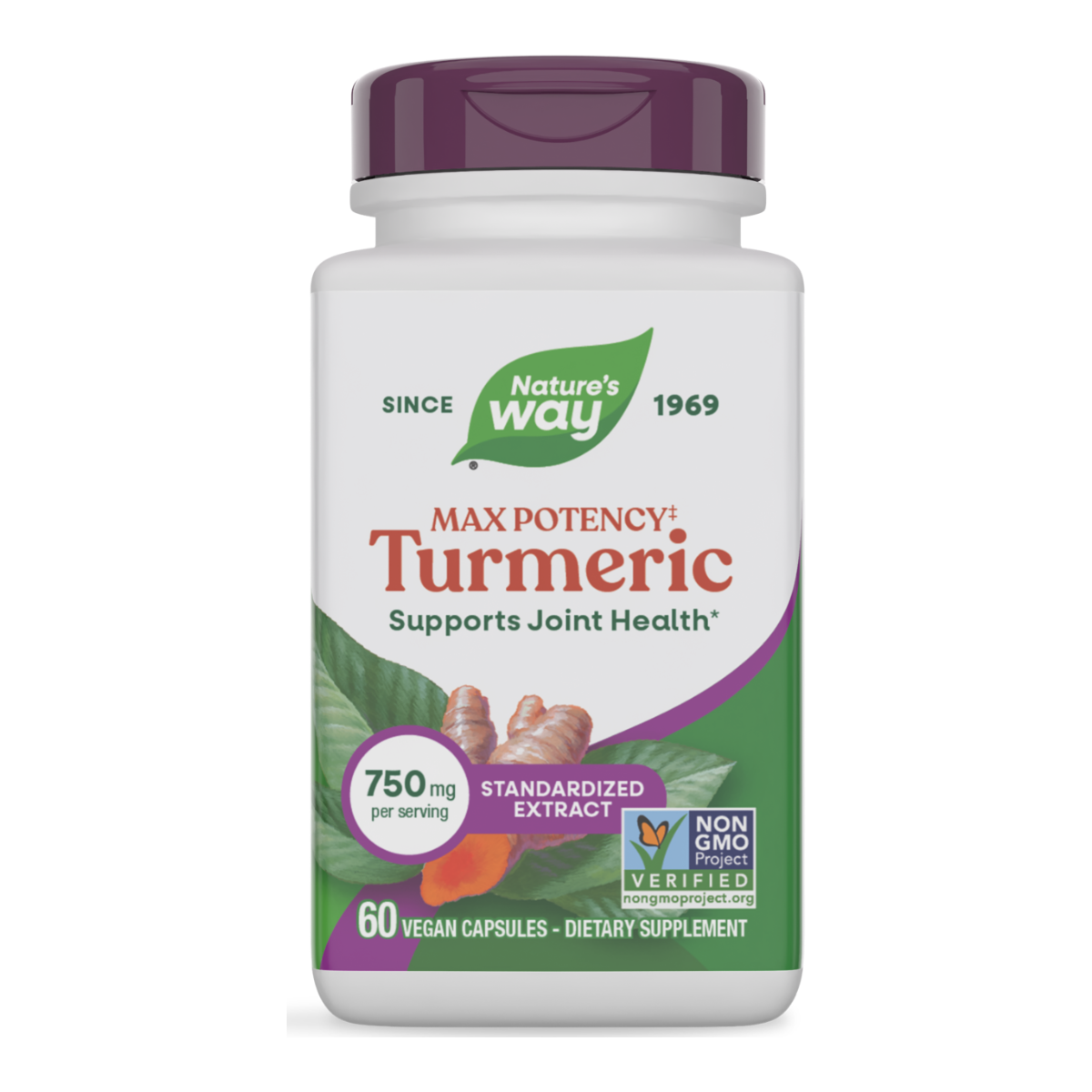 Nature's Way Turmeric Standardized Extract 750mg - 60 Vegetable Capsules