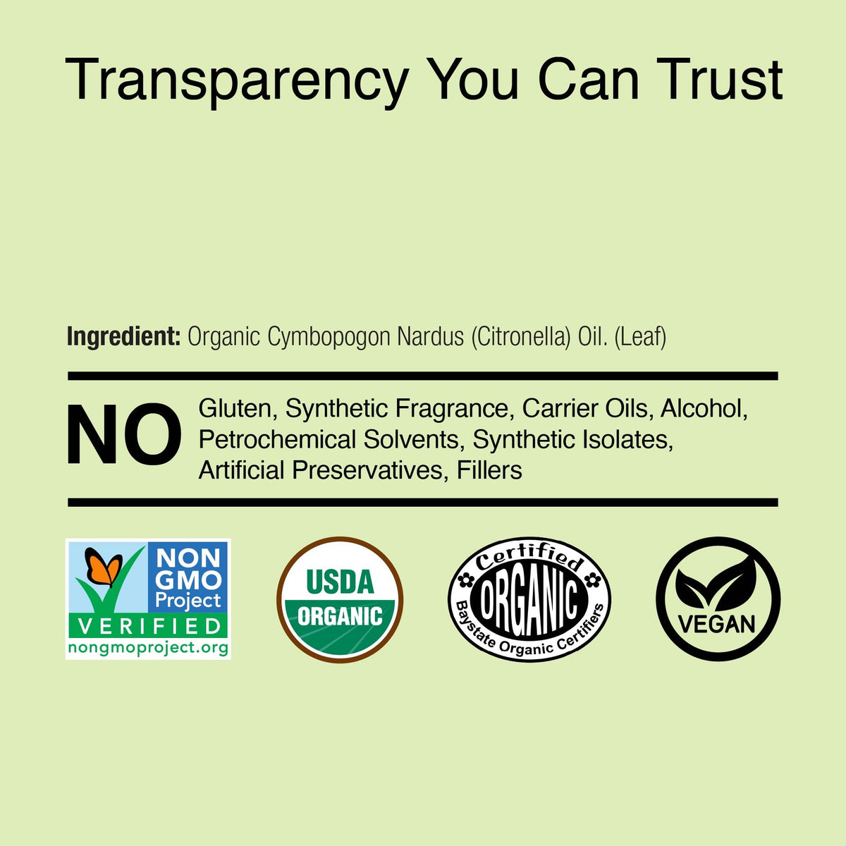 Supplement Facts for Nature's Answer Organic Citronella - Essential Oil
