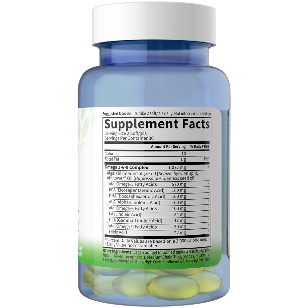 Supplement Facts for Garden of Life Dr. Formulated Full Spectrum Plant Based Omega Softgels