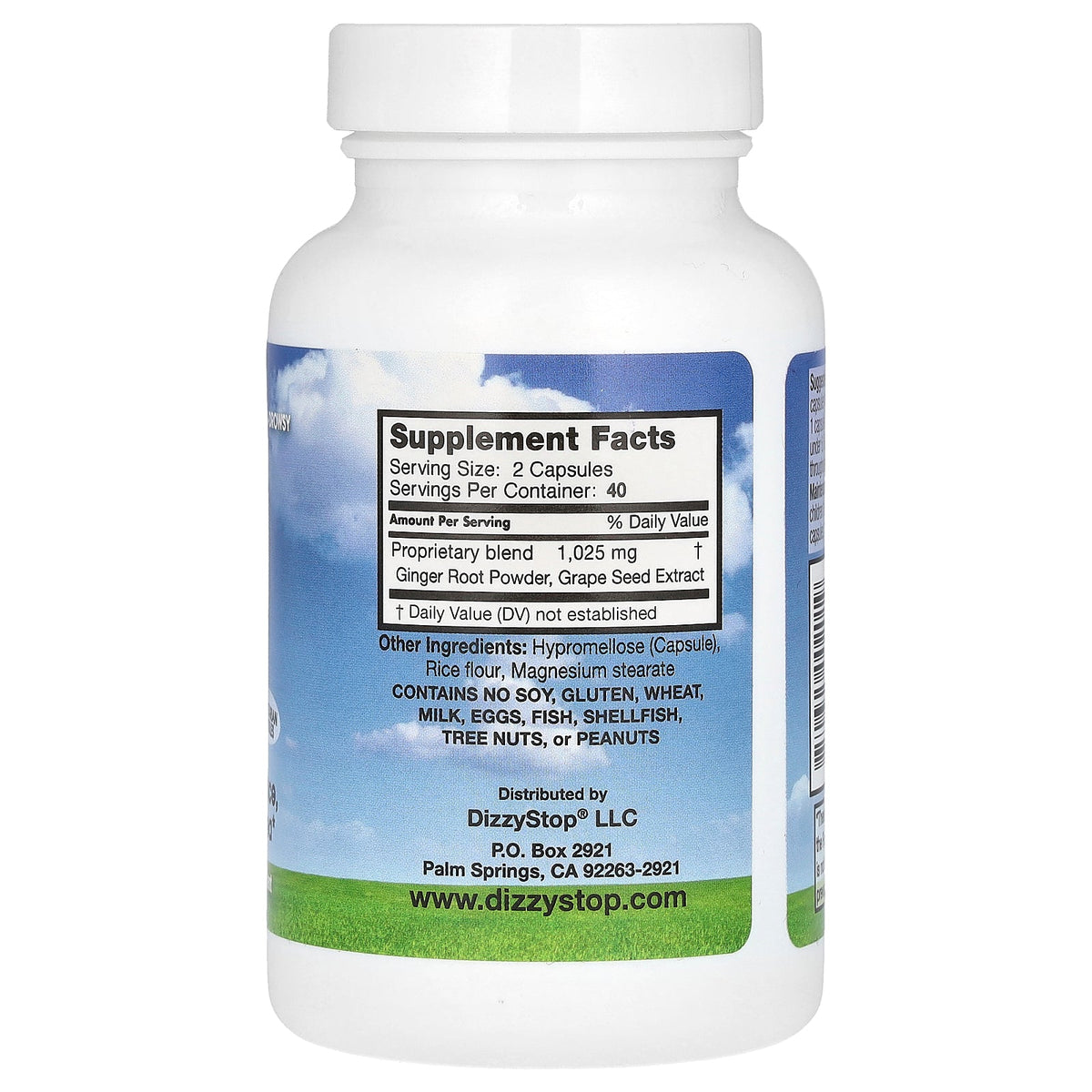 Supplement Facts for Dr. Barton's Dizzy Stop Control with Ginger